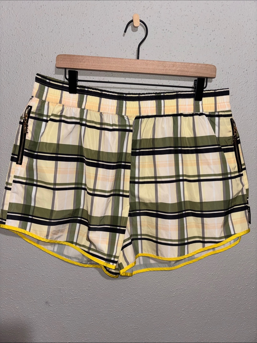 P.E Nation - Women’s Dedication short Yellow and Olive Plaid (Size 2XL)